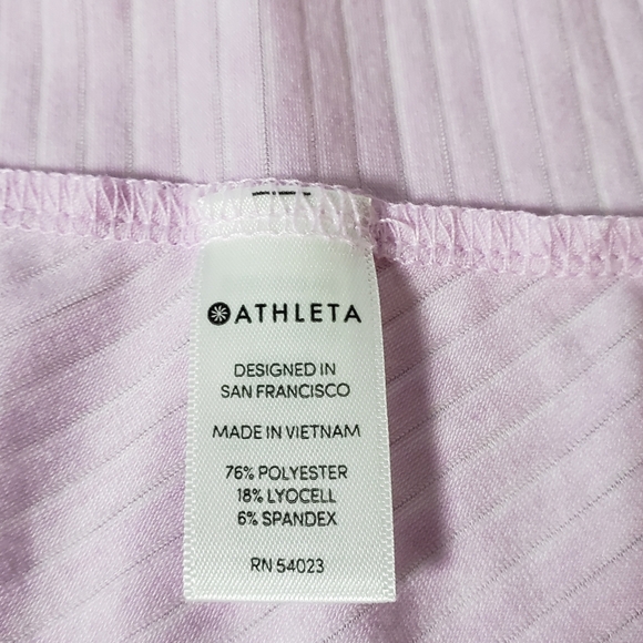 Athleta Essance Shadow Stripe Lilac Flowy Tie Back Loose Fem Athletic Tank Top L - Picture 8 of 10